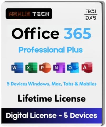 Tech DXB Office 365 Professional Plus – Lifetime License | 5 Devices | PC, Mac, Tablet, Android & iOS